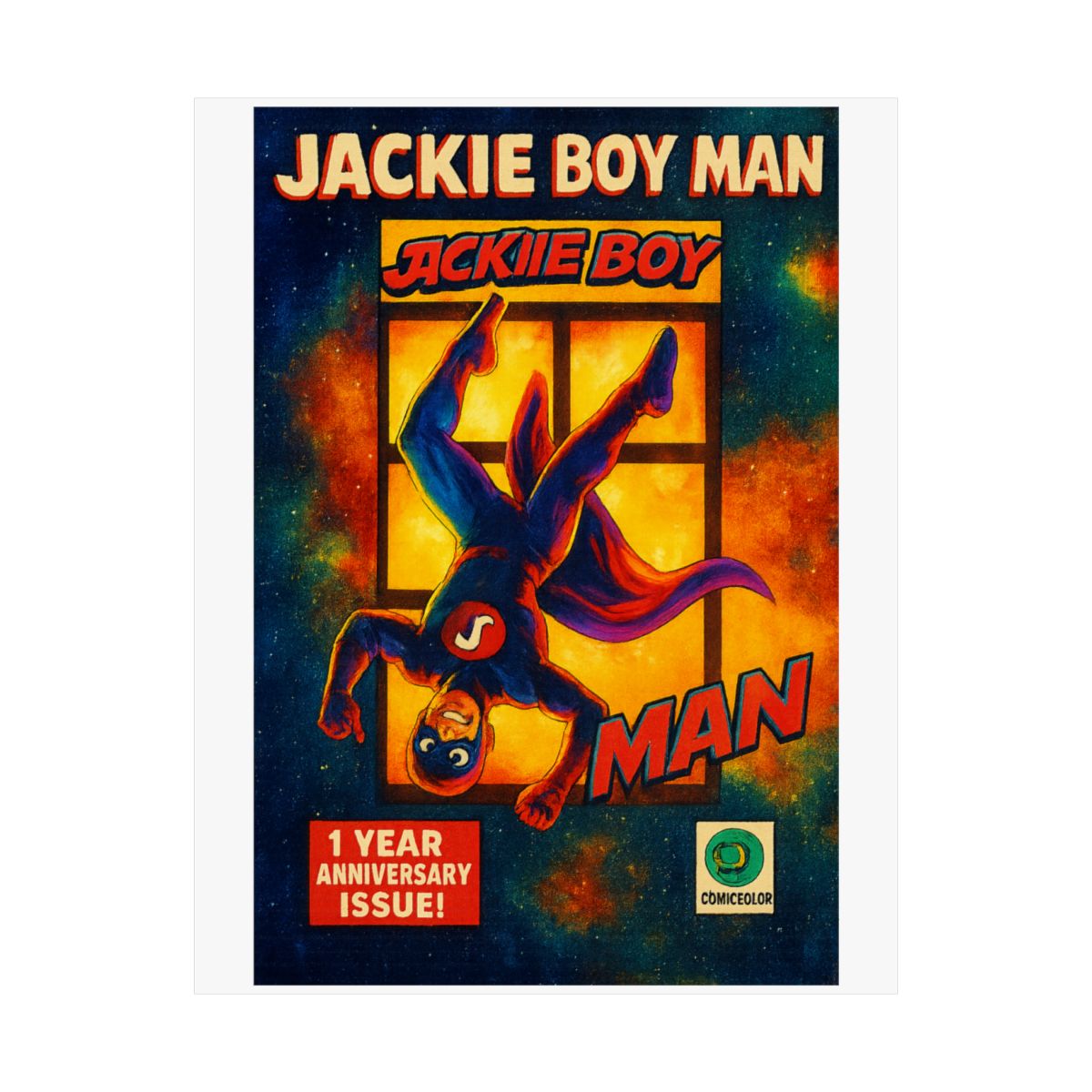Jackieboy Man Hero Comic Book Poster | Retro Gaming Wall Art Print